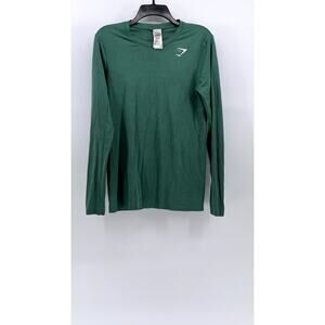 GYMSHARK Men's Green Sport Seamless Slim Fit Crewneck Long Sleeve T-Shirt SZ S